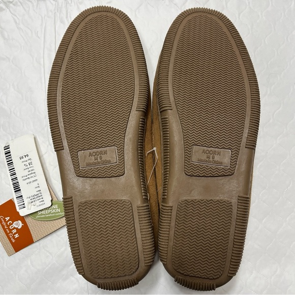Acorn Low Moccasin Sheepskin Shearling Slippers House Shoes Mens 9 New Walnut